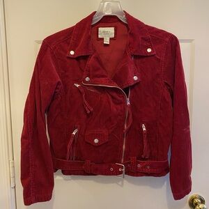 Forever 21 Burgundy Corduroy Bomber Jacket
